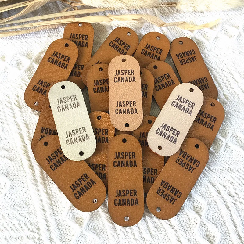 30pcs Handmade label personalized logo text Folding leather tags for Knitting garment Sewing crochet clothing labels Accessories