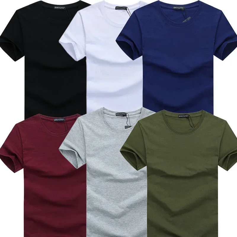 

6pcs/lot New Fashion Brand O-Neck Slim Short Sleeve T Shirt Men Trend Casual Mens T-Shirt Korean T Shirts 4XL 5X