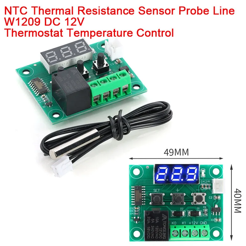 Temperature Controller Module with Case XH W1209 LED Display Digital Thermostat Module Waterproof NTC Probe -50~110℃