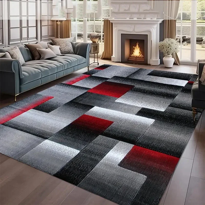 VIKAMA Abstract Geometric Area Rug Anti-Slip Washable Floor Rug Nordic Style Living Room and Bedroom Floor Mat Home Decoration