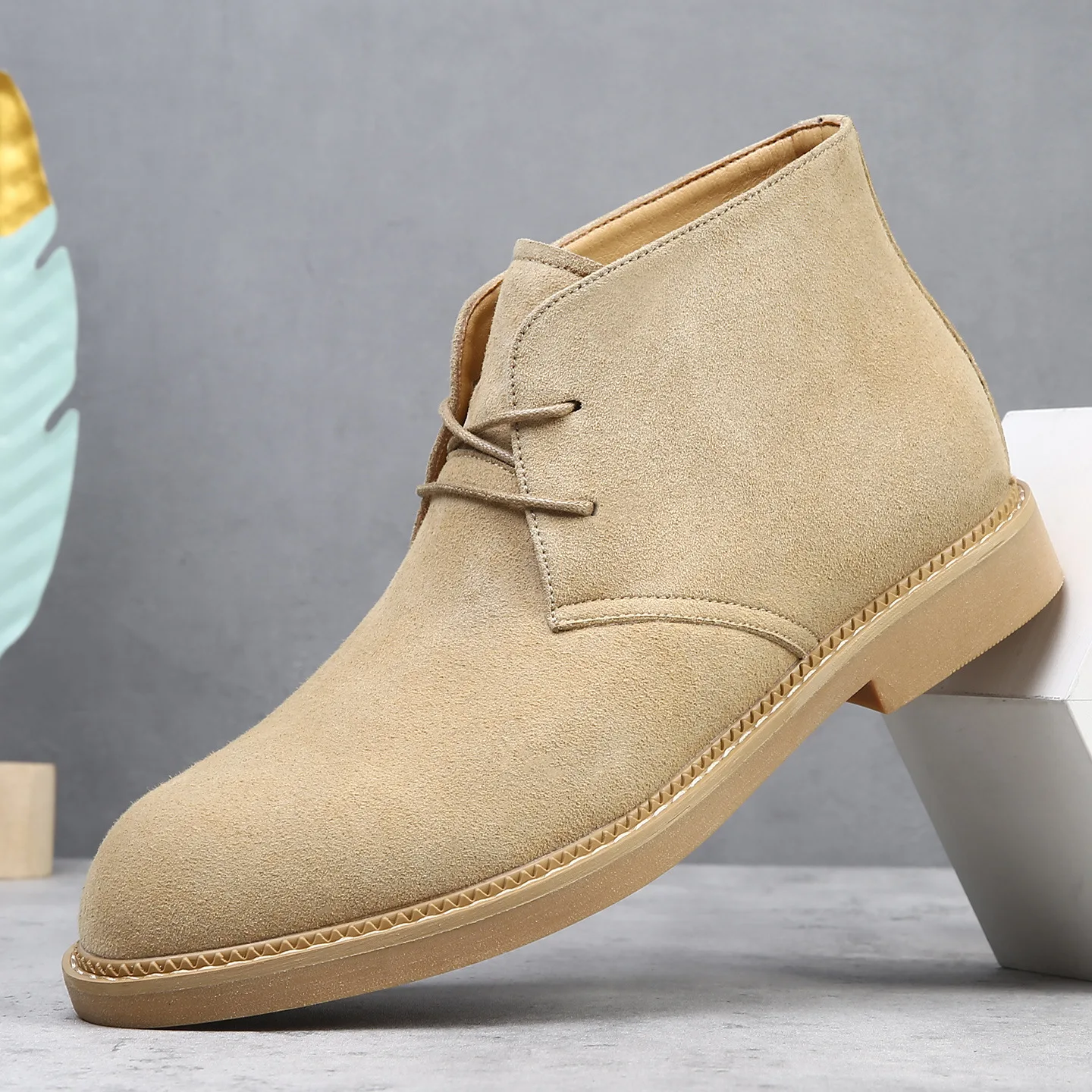 Desert boots men's short boots men's high top British retro leather trend versatile casual leather boots