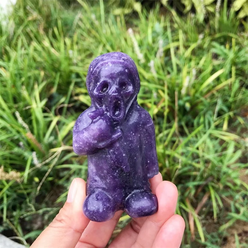 Natural Purple Mica Killer Cartoon Crystal Handmade Carved Polished Healing Statue For Home Decoration Gift 1pcs