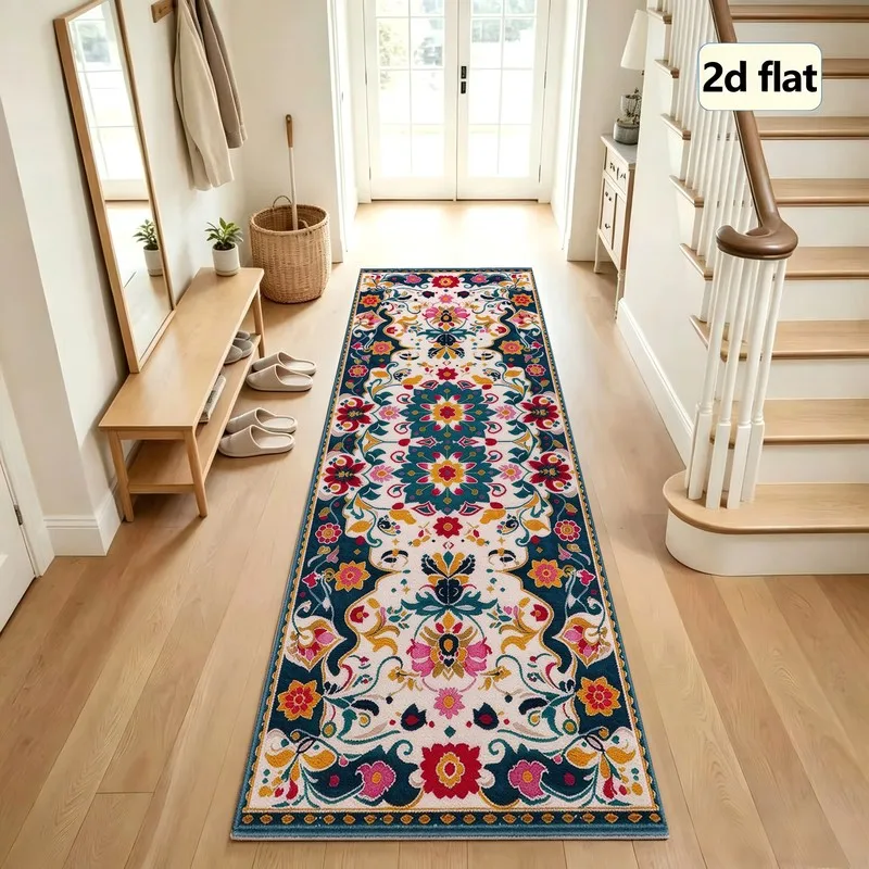 1 Piece Intricate Floral Woven Runner Rug, Soft and Comfortable, Suitable for Autumn and Winter, Easy to Maintain, Perfect for Home Decor, Living Room, Bedroom, Entryway, Hallway, lightweight, Ideal for Room Decoration