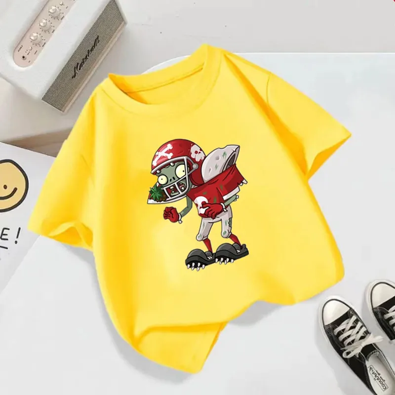 

Plants Vs. Zombies Printed Children's Cotton Half Sleeve Summer Children's Clothing Cartoon Boys and Girls Baby Short Sleeve