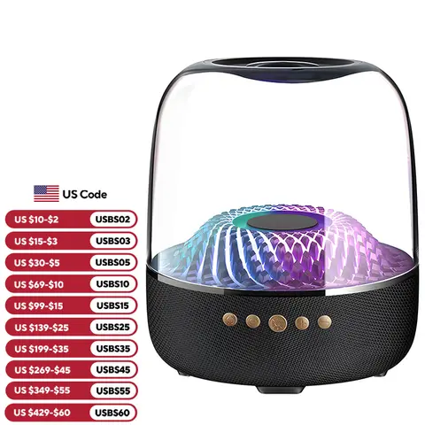 Wireless Bluetooth Smart Speaker Transparent Glass Desktop Subwoofer for Home Colorful Atmosphere Lights Surround Sound Speaker
