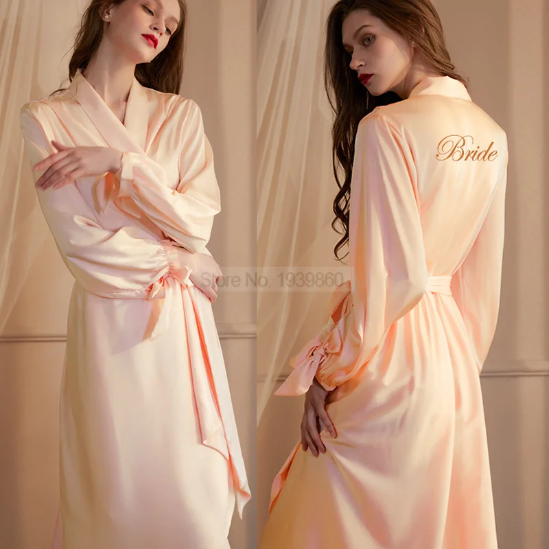 Rayon Bridal Robes Women Embroidery Letter Nightwear Bridesmaid Wedding Intimate Lingerie Kimono Bathrobes Gown Sexy Night Dress