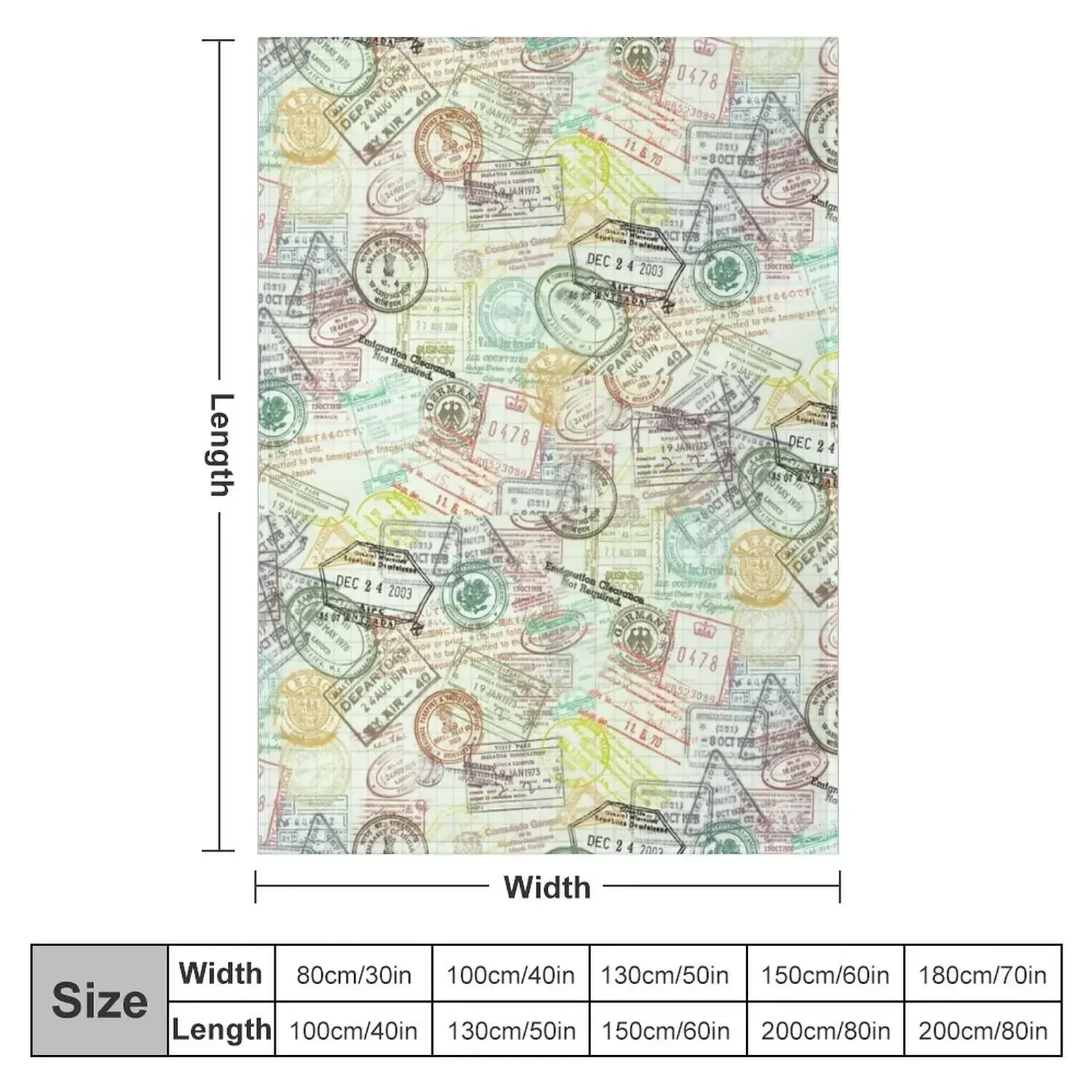 Passport Stamps Pattern Throw Blanket Comforter Bed linens Moving decorative Blankets