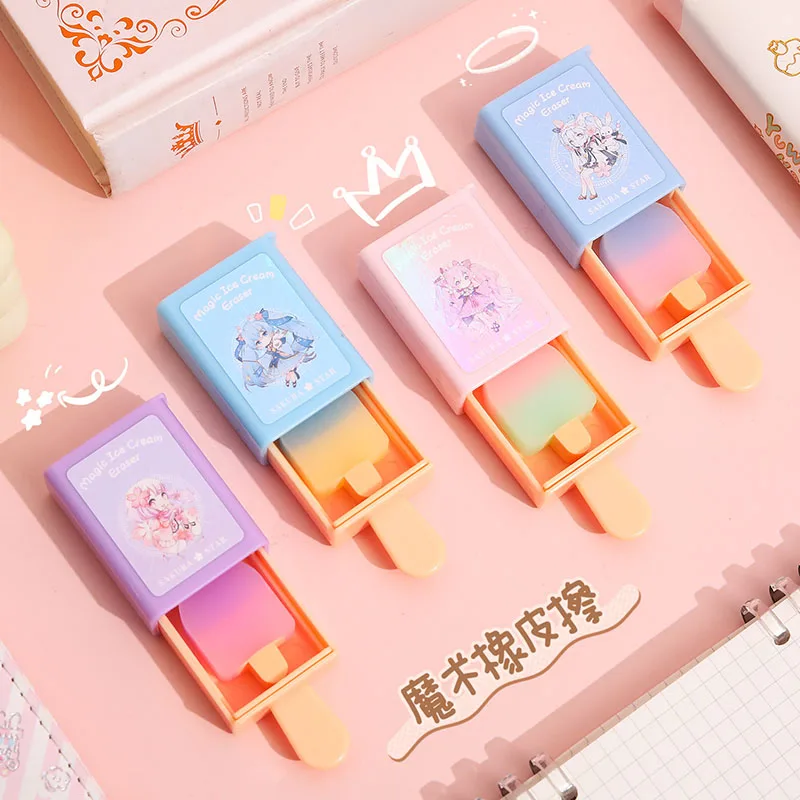 24 pcs/lot Beautiful Girl Pencil Eraser Creative Writing Drawing Rubber Magic Pencil Erasers Stationery Gifts School Supply