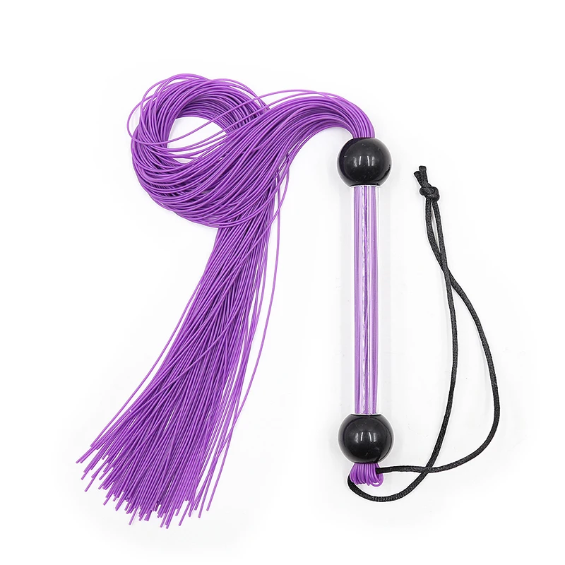 51cm Purple Plastic Pipe Handle Silicone Tassels Horse Whip Riding Crop Flogger Horse Training Dressage Whips