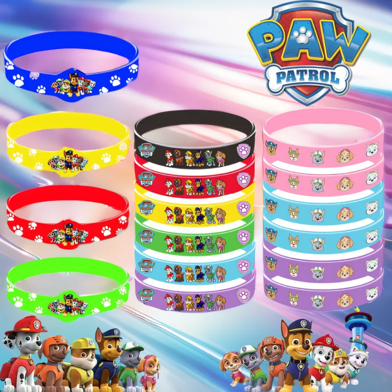 Paw Patrol Personalized Kids Silicone Rubber Wristband New Pendant Party Bracelets Figures Anime Wristband Toys Boys Girls Gifts