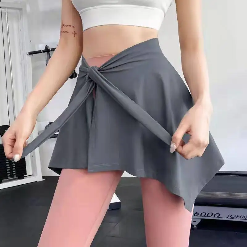 Sport Yoga Irregular Anti-Light Wrap Skirt Scarf Two-In-One Hip Covering Towel Short Half-Length Skirt for Girls
