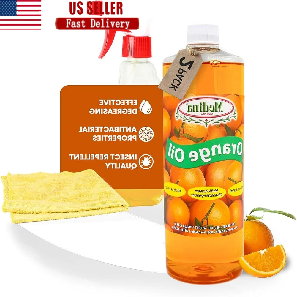 

Универсальный очиститель, обезжириватель, концентрат, нетоксичное оранжевое масло, защита от вредителей в саду, 32 унции, 2 упаковки, раствор для бытовой чистки