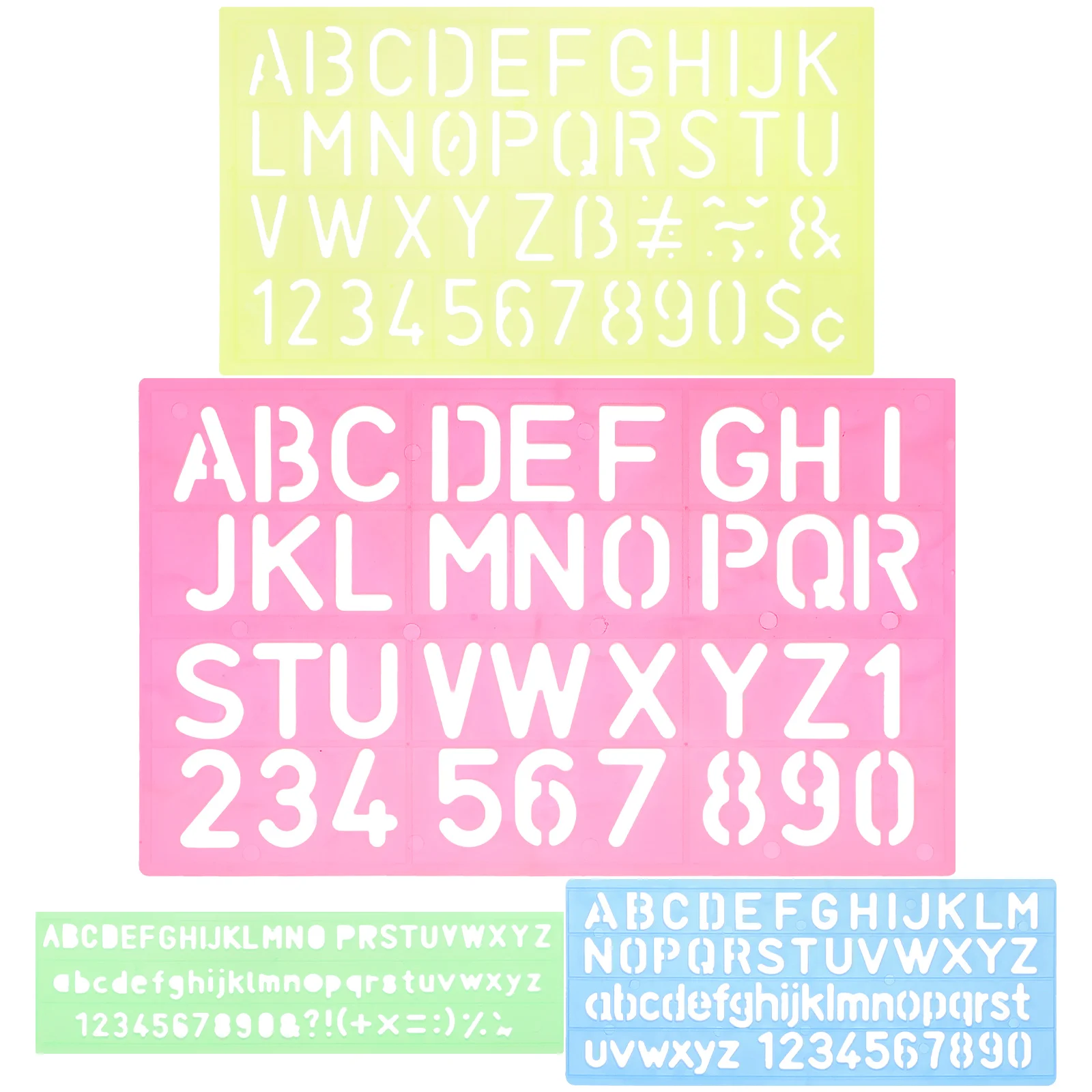 4 Pcs Template Digital Letter Caliper Child Alphabet Stencils Kids Plastic Exercise Board