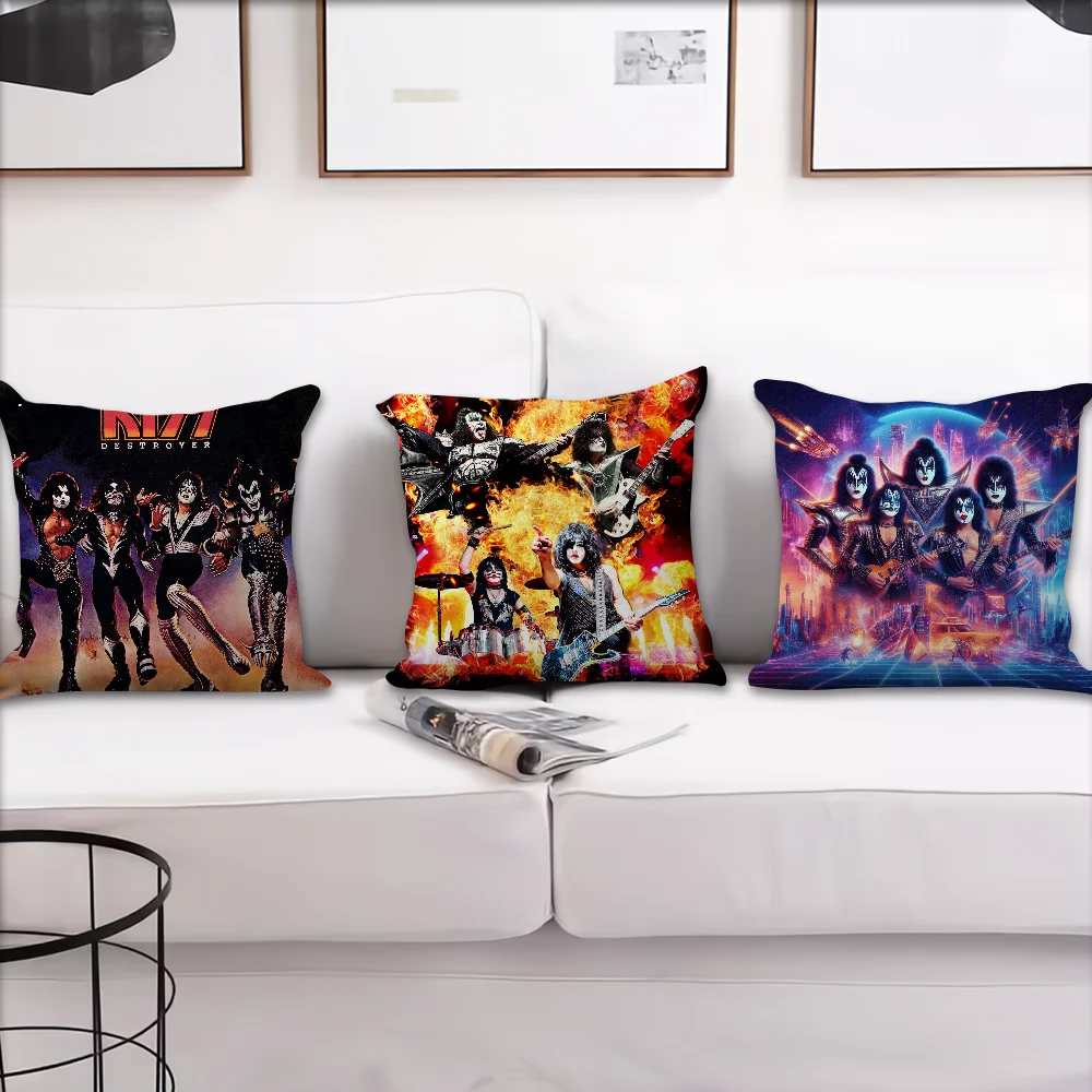 Rock Band Album Kiss cushion cover For Pillow Case Sofa Bedroom Living Room Office Bedside Table Backrest Printing Square