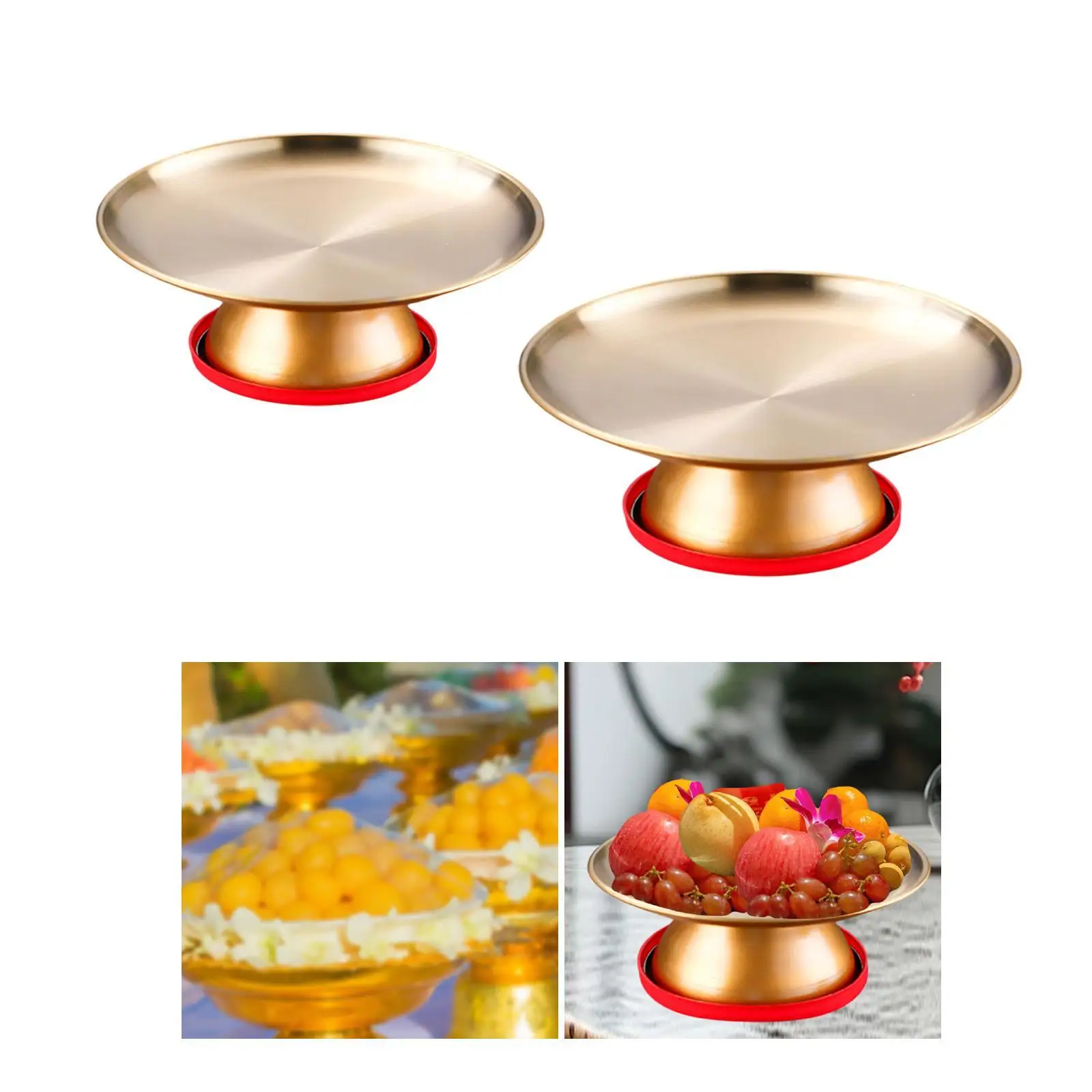 Buddhist Worship Offering Tray Compact Titanium Fruit Plate Aesthetic Decorative Plate for Home Decor