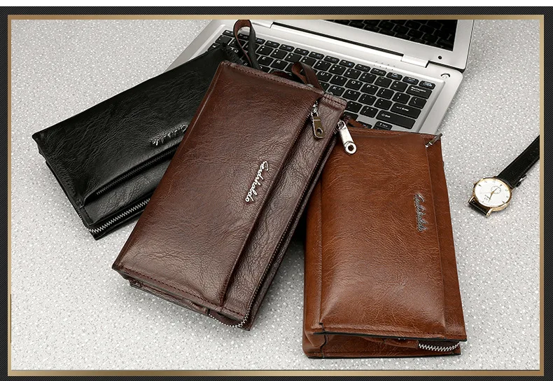 Men's Soft Leather Clutch Handbag Casual Envelope Bag High Capacity Fashion Trend Business Gift Moneybag