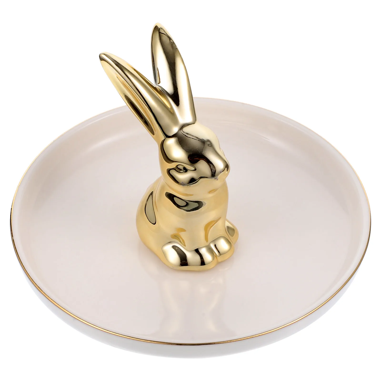 

Rabbit Jewelry Tray White Porcelain Creative Bunny Plate Ceramic Home Decoration Girls Jewelry Storage Display ganizing Tray