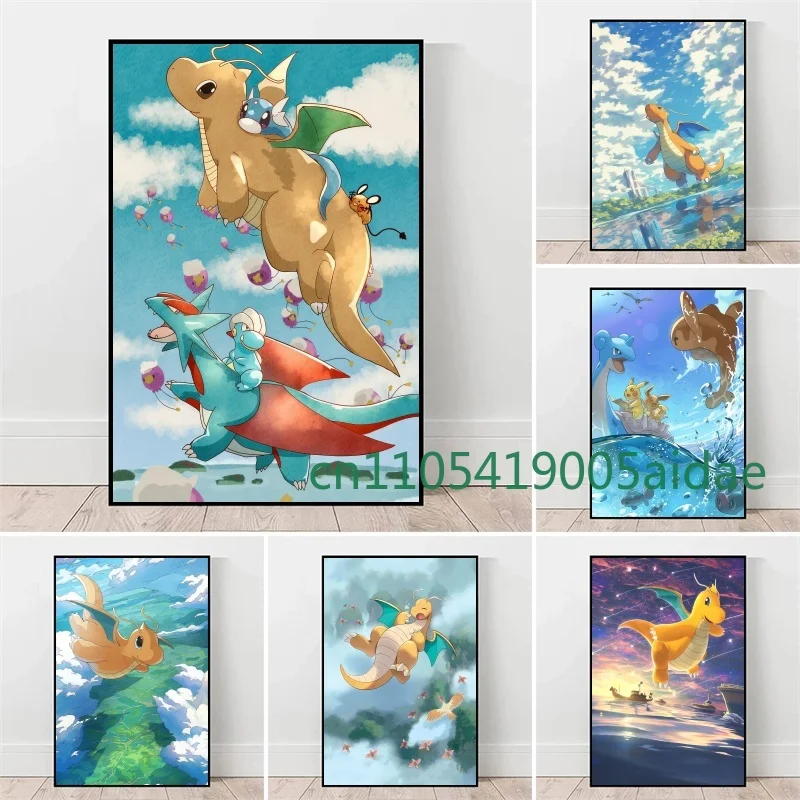 

Canvas Art Walls Painting Pokemon Bulbasaur Charmander Squirtle Anime Poster Home Modern Living Room Hanging Character Picture