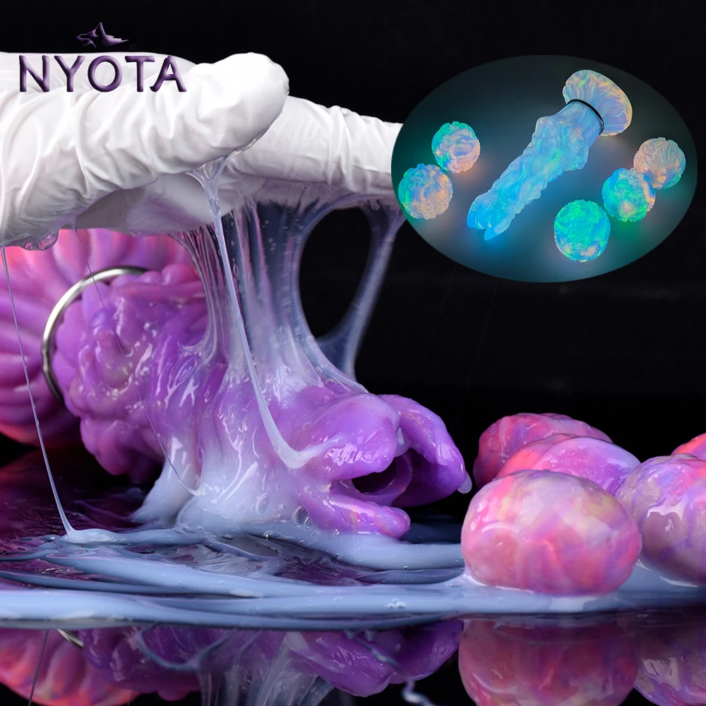 NYOTA Luminous Ovipositor Dildo Anal Plug Inflatable Silicone Vaginal Balls Dog Dildos Masturbator Adult Sex Toy For Women Men