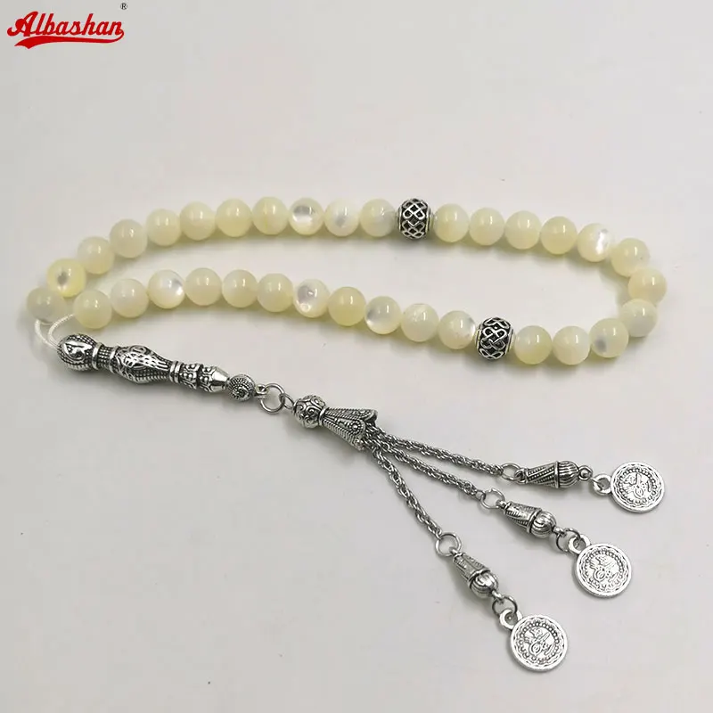 Tasbih SEA Shell beads Ramadan Eid Gift Muslim Bracelet 33 Prayer Beads Old Fish Bone Beads islamic accessories on hand