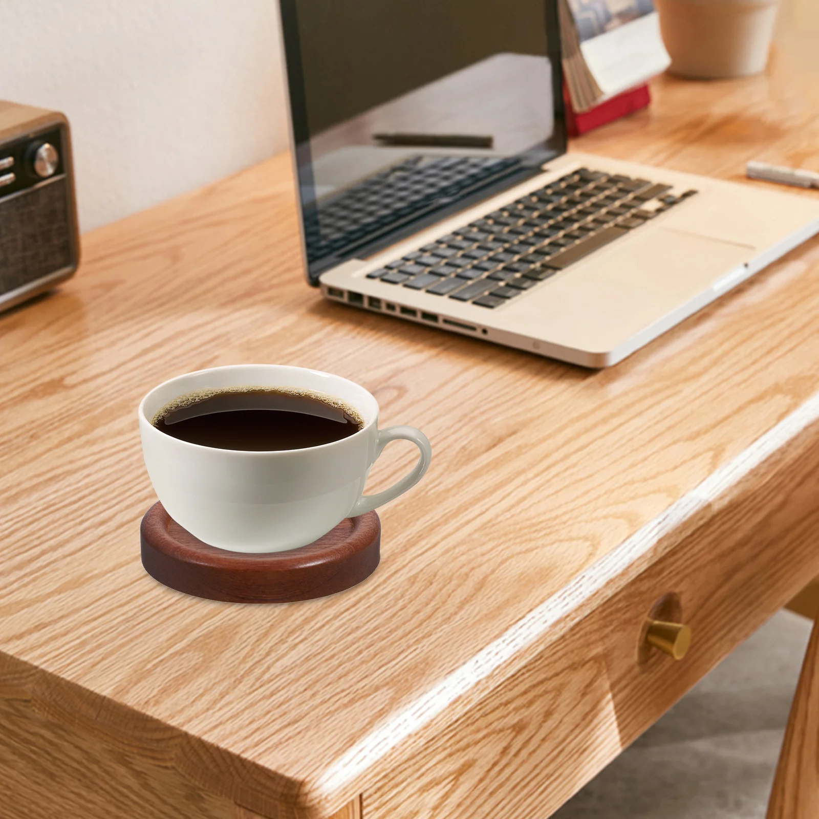 

4Pcs Real Wood Round Coasters Protective Cup Pads Heat Insulation Drink Mats for Coffee Table Round Wood Coaster