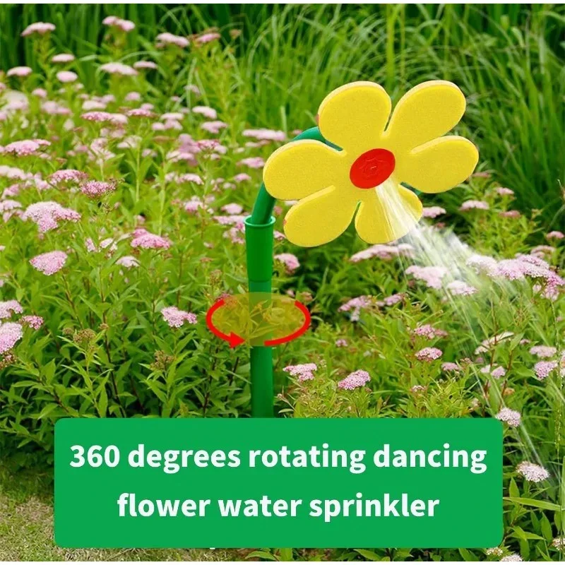 Funny Flower Shape Dancing Flower Water Sprinkler 360° Rotating Fun Irrigation Tool Adjustable Lawn Sprinkler for Lawn & Garden