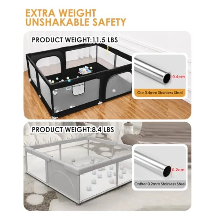 روضة أطفال مع حصيرة 71 بوصة × 59 بوصة ساحة لعب كبيرة جدًا للأطفال الرضع والأطفال الصغار مع حصيرة لعب سميكة ناعمة آمنة في الأماكن المغلقة