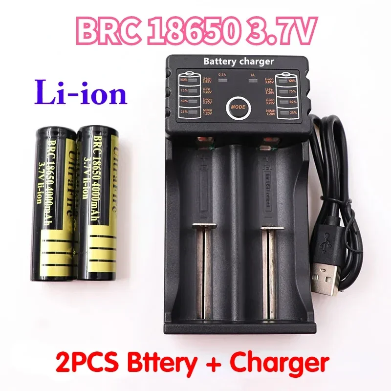 100% neue Original 18650 batterie 3,7 V 4000mAh lithium-ionen-akku für Led taschenlampe batery + USB ladegerät