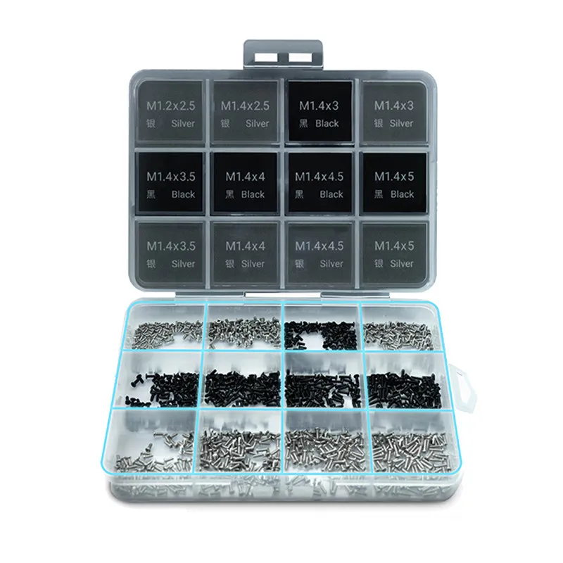 2UUL SpareScrew12 1200Pcs 12 Types Phillips Screws for Android Phone Repair, Anti-rust Stainless Steel Crosshead Screw Kit