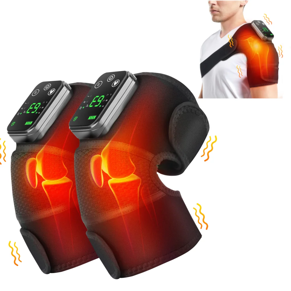 3 in 1 Heated Knee & Shoulder Steamer Vibration Elbow Warmer Shoulder Massager for Arthritis Temperature Control Support Brace