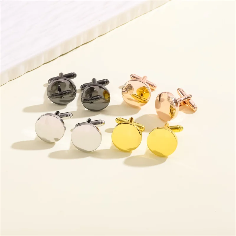 High Quality Men's French Shirt Cufflinks Classic Laser Metal Round Square Cuffs Buttons Wedding Suit Accessories Jewelry Gifts