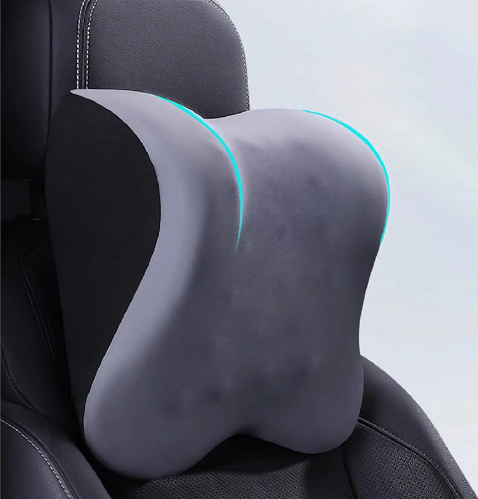 

Ergonomic Memory Foam Car Neck Support Pillow With Removable Breathable Cover And Adjustable Strap – Gray