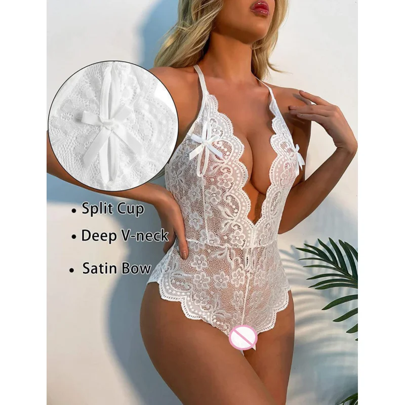 

2025 European and American plus Size Sexy Lace Backless Bodysuit DeepVSeductive Diamond Love Sexy Lingerie lpqq0001