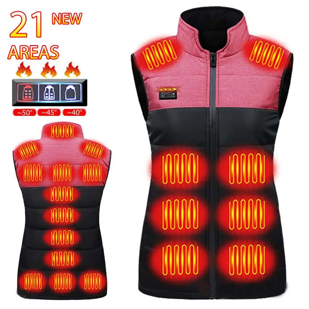 

Women 21 Areas Self Heating Vest Men Winter Warm USB Electric Heating Jacket Outdoor Heated Cold-proof Ski Vest Clothing