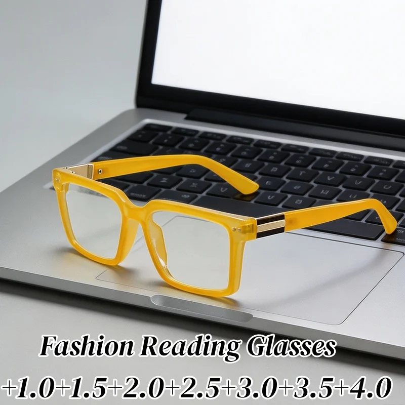 Men's Large Frame Reading Glasses Women Vintage Elegant Far Sight Eyeglasses Classic Square Oversized Presbyopia Eyewear