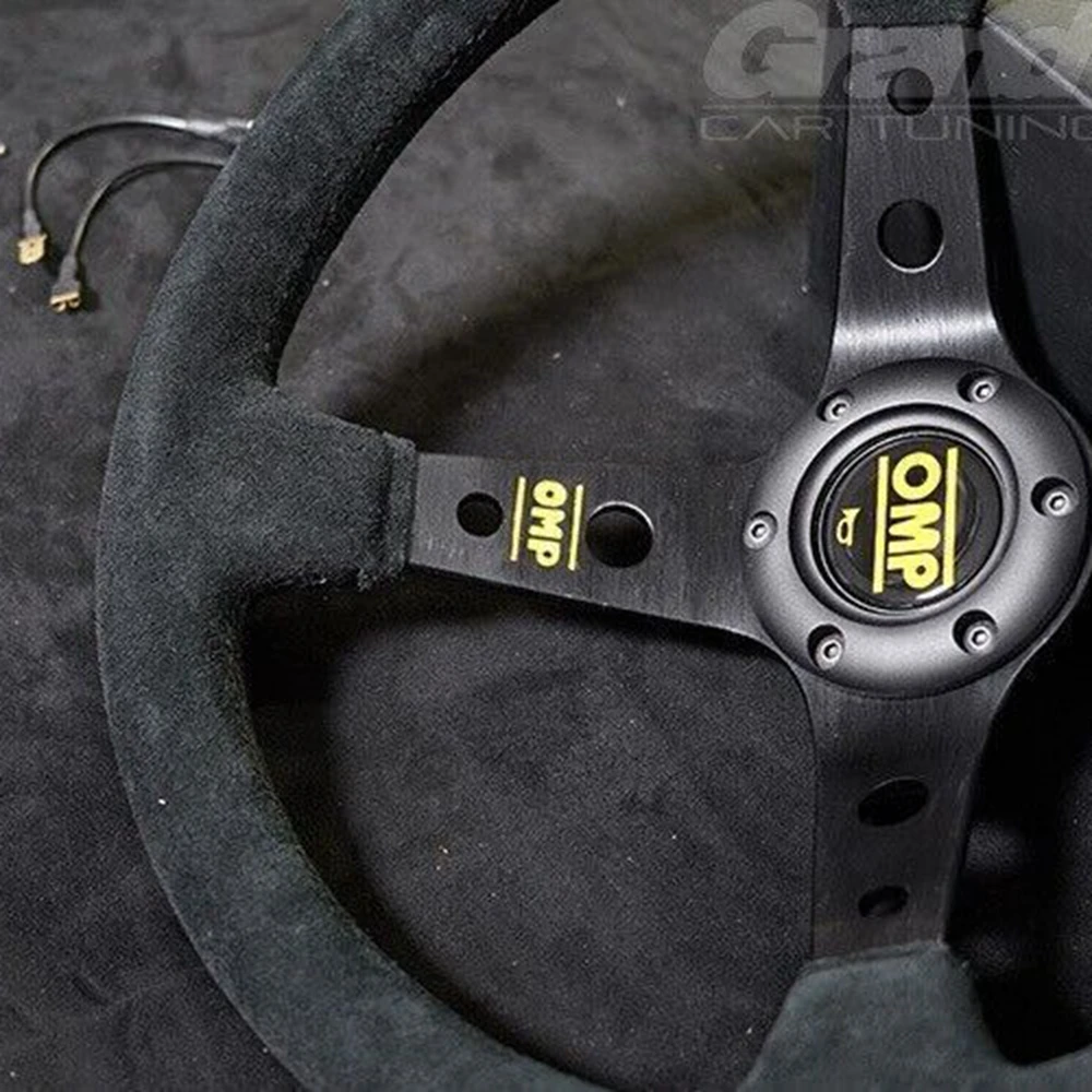 14Inch Drift Universal OMP Racing Steering Wheel Car Suede Leather JDM Steering Wheel Volantes For VW HONDA TOYOTA BMW Nissan