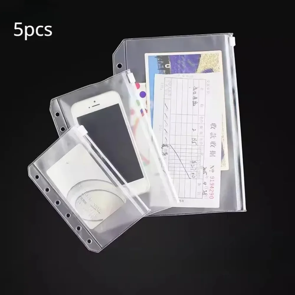 PVC A5 A6 A7 カラフルな 5 個バインダーポケットバインダージッパーポーチファイルフォルダー 6 リングノートブックバインダー防水リーフファイリング