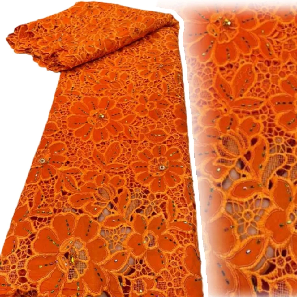 

Nigerian Tulle Lace Fabric for Sewing, Wedding Embroidery Dress, Chiffon Party Guipure, High Quality, Cotton Cord Fabric CC1781