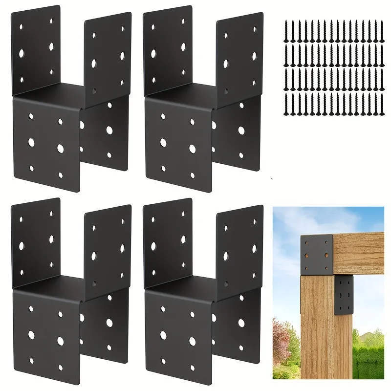 4 Pcs 14 Gauge Heavy Duty Steel Post Caps Fit 4x4 Wooden Column Black Outdoor Deck Bracket
