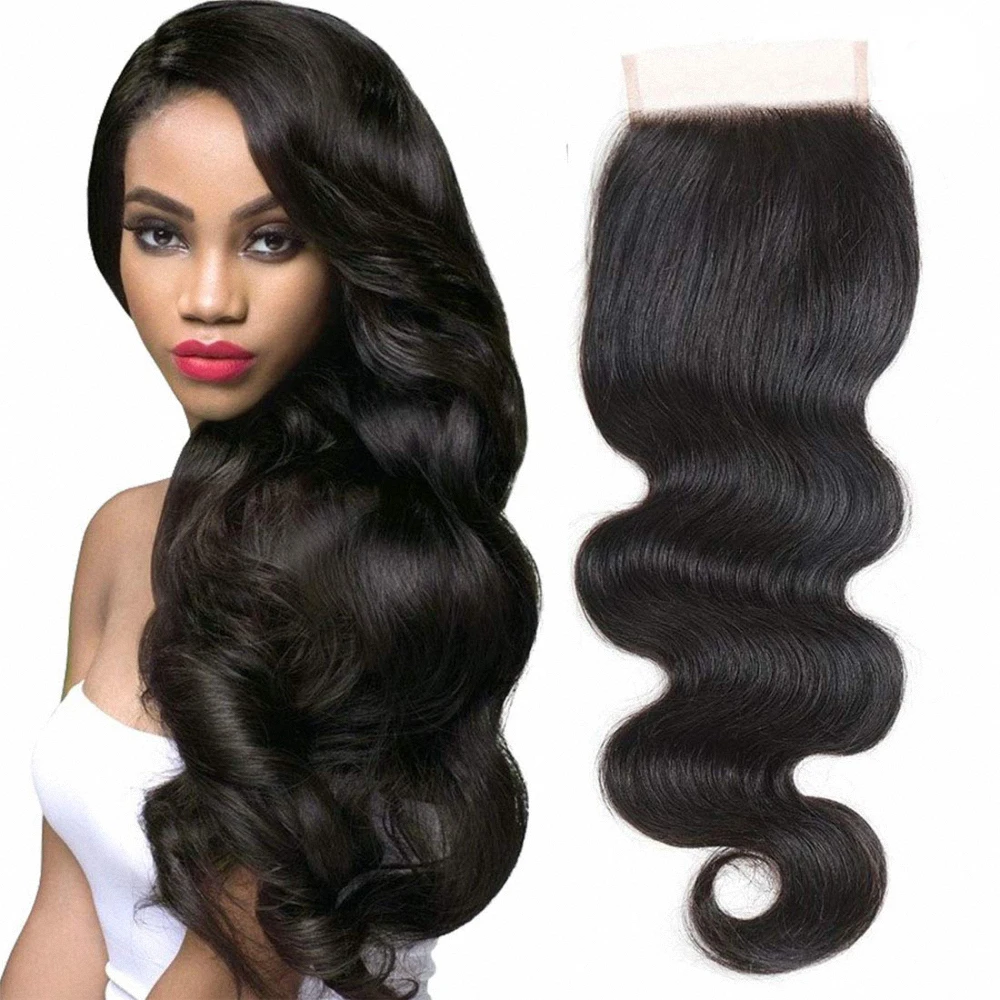 4X4 Lace Closure Only Peruvian Straight Closure 100% Human Hair Cloure Natural Color Remy Hair Brown Swiss Lace Only Closure