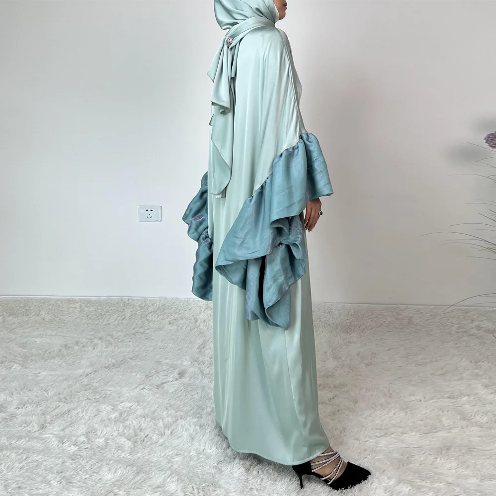 

Модное блестящее атласное мусульманское платье с рукавами «летучая мышь», женское длинное мусульманское платье в полный рост с бабочками, Абая, мусульманское платье, Абая 2024