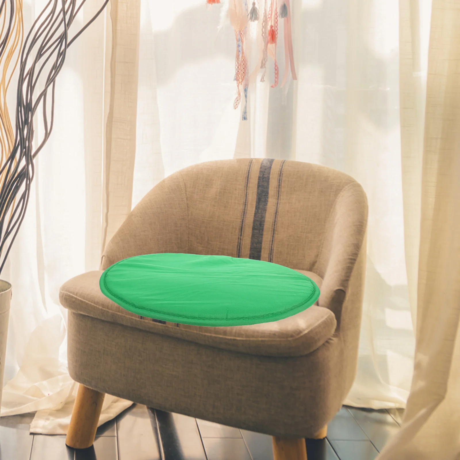 

1Pcs Circular Seat Cushion Light Green 38cm Diameter Premium Polyester Sponge Thickened for Home Office Chair Sofa Decorative