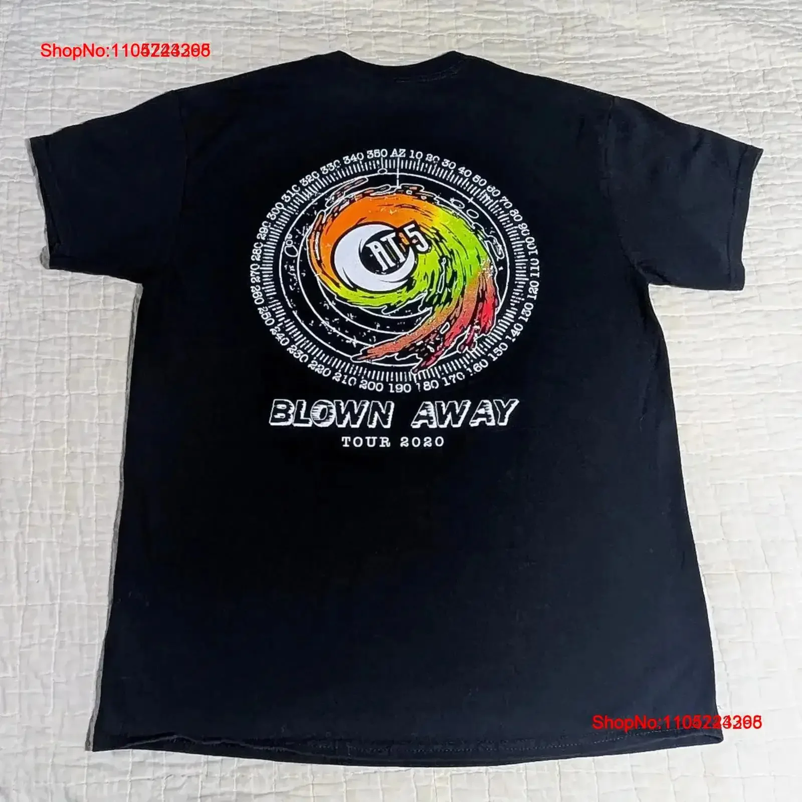 2020 Tour Hurricane T Shirt Blown Away CAT 5 Adult Size Medium Black Carolina vintage Washed homme Stylish Soft Stretched