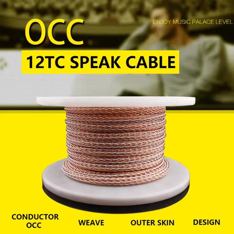 Speaker 8TC 9mm Pure Copper 7N OCC High-end 16 Strands Hifi Audio Cable DIY Car Amplifier CD Player Loudspeaker AUX Bulk Wire