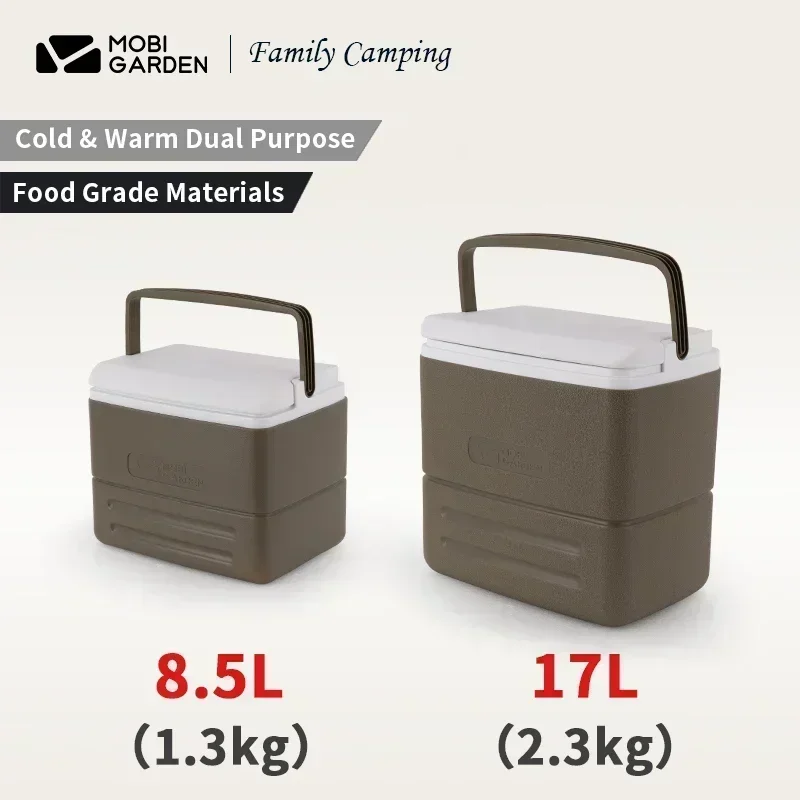 MOBI GARDEN Outdoor Camping ฉนวนกันความร้อนกล่องน้ําแข็ง 17L/8.5L ขนาดใหญ่แบบพกพาครอบครัวปิคนิคกล่องอาหารรถตู้เย็น