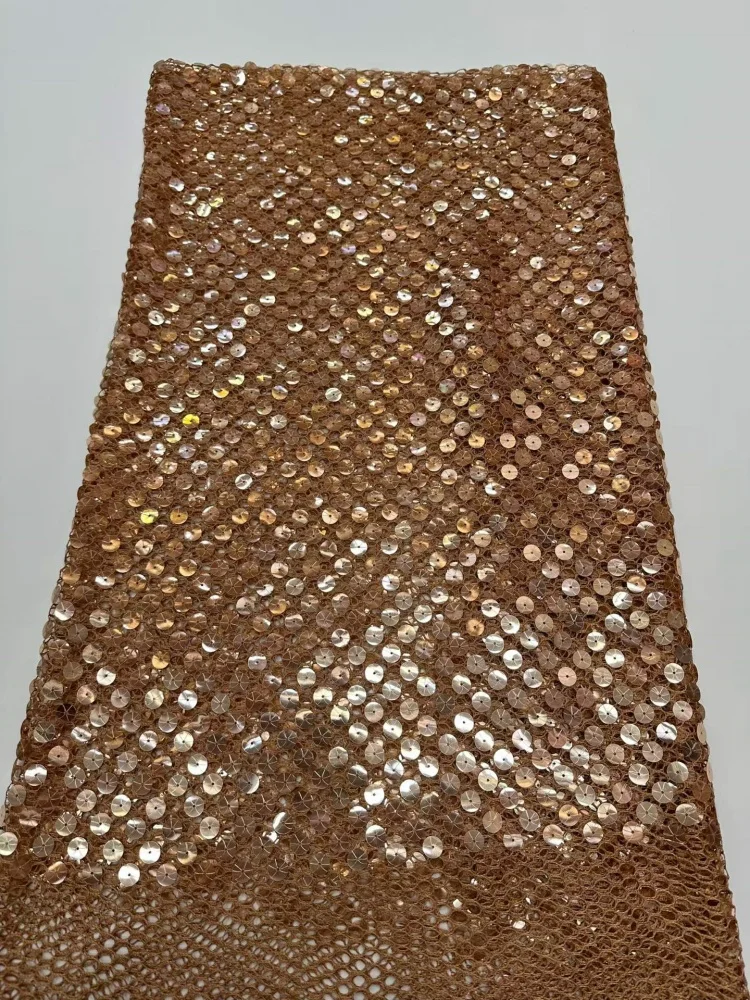Luxury French Lace Fabric with Nigerian Sequins for Wedding Dresses African Style Sewing Material for Clothing And Crafts