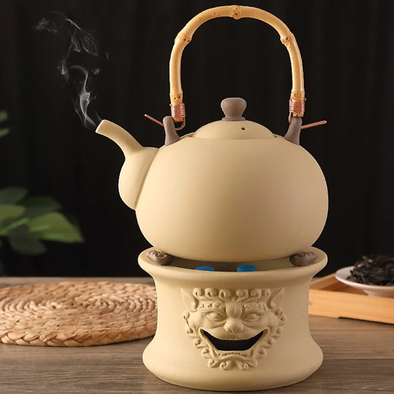 Coarse pottery retro tea set teapot clay beam kettle ceramic kettle Boiling teapot Kung fu tea set ceramic pot health pot