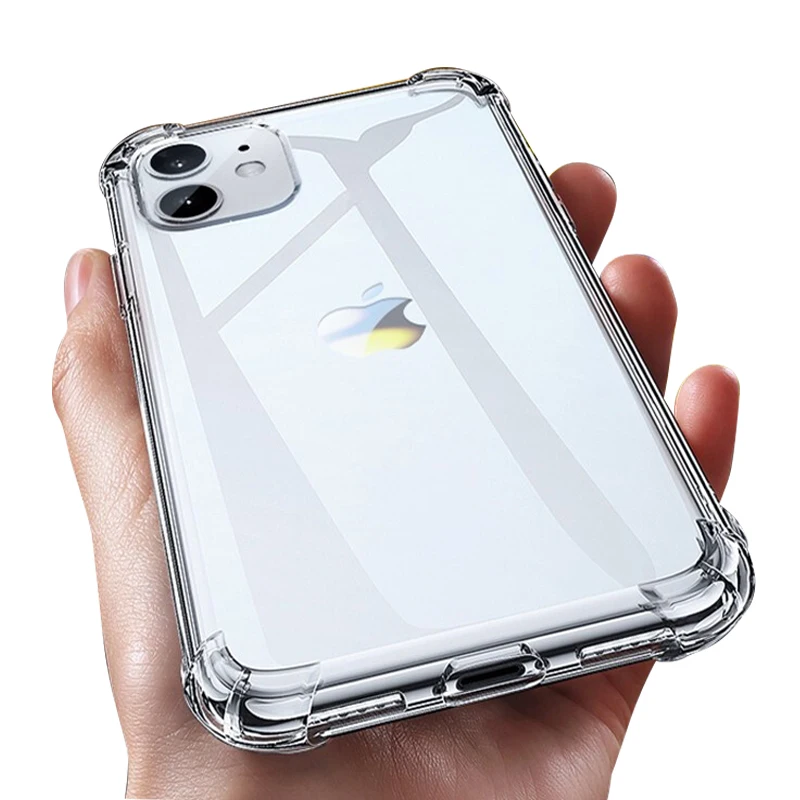 Coque de téléphone transparente antichoc de luxe, étui arrière Transparent en Silicone pour iPhone 17 16 15 13 12 11 14 Pro Max Mini XR XS 7 8 Plus