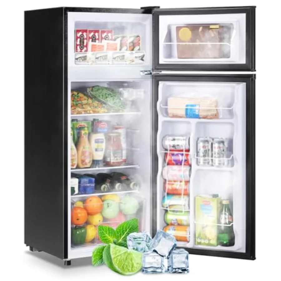 

4.5 CU.FT Capacity Compact Refrigerator with Freezer Double Door Mini Fridge Small Apartment Refrigerator with 7 Adjustable Tem
