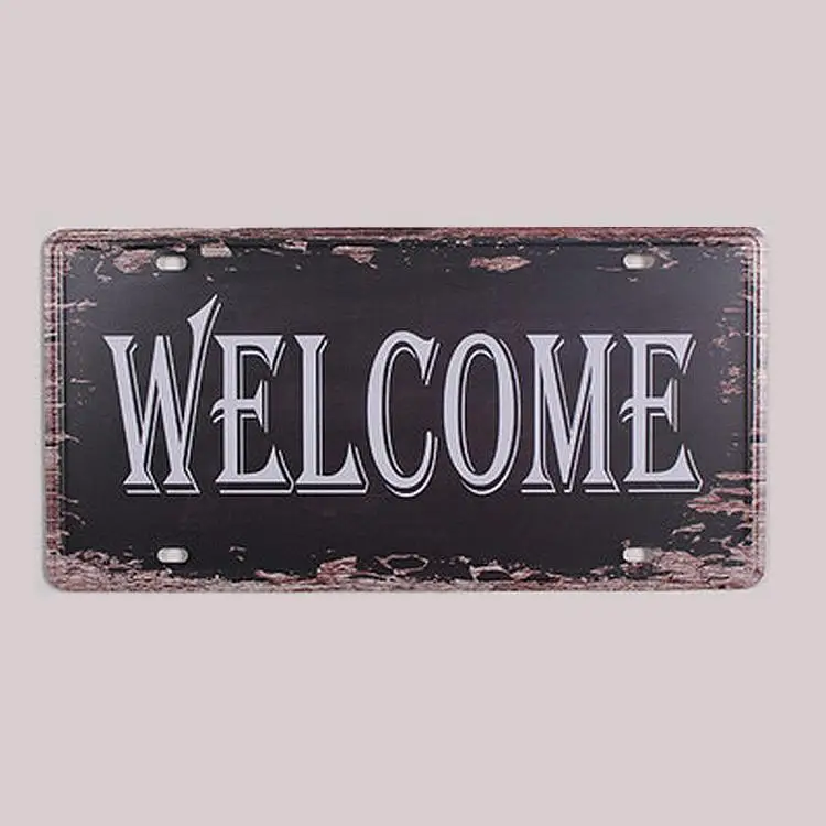 

SYF--00121 car letters slogan number " welcome " vintage Metal tin signs License car plates plaque wall art craft 30*15 CM